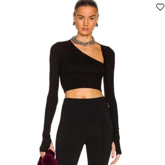ALIX NYC  Stratton Crop Top Long Sleeve Black Revolve Soft Luxury Ribbed Knjt - Picture 1 of 8